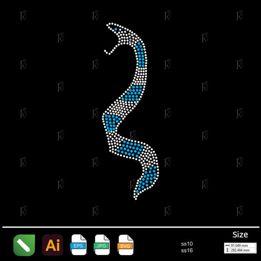 Blue & White Snake Shape Rhinestone – Premium Rhinestone Design by Rhinestone1