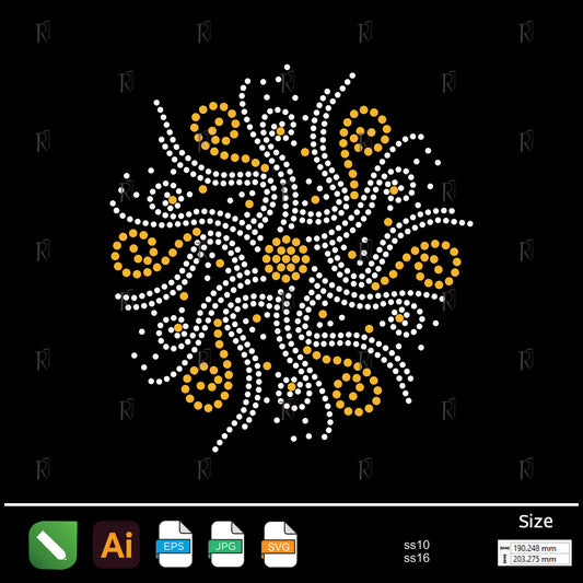 Golden Spiral Burst Rhinestone – Premium Rhinestone Design by Rhinestone1