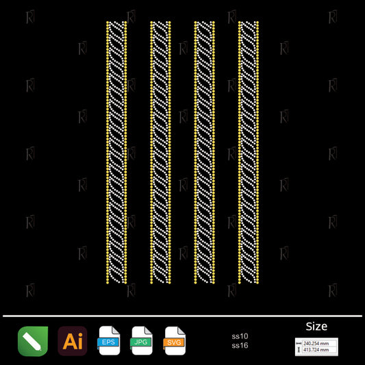 Twisted Rope Borders – Premium Rhinestone Design by Rhinestone1