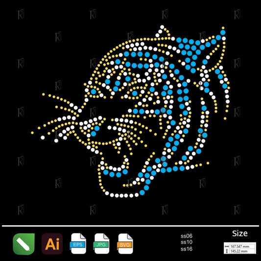 Roaring Tiger Head Rhinestone – Premium Rhinestone Design by Rhinestone1
