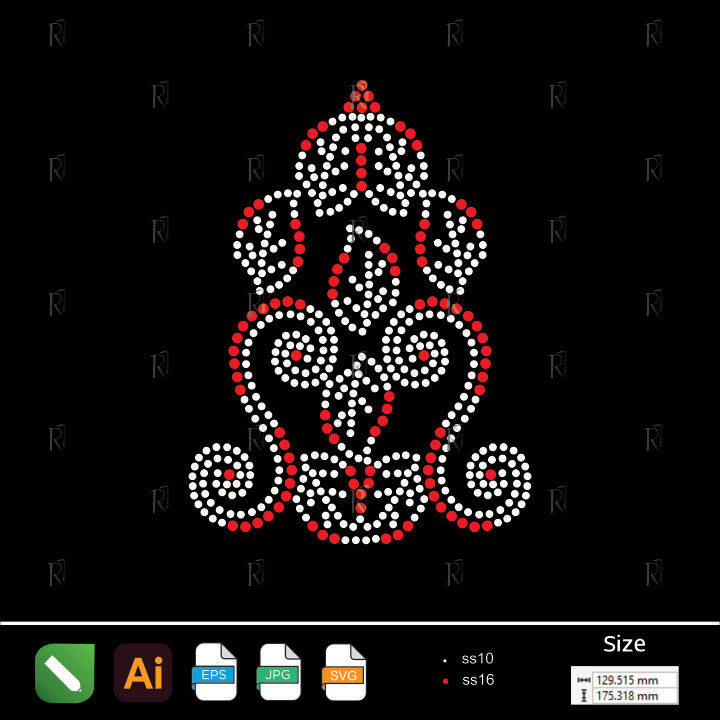 Ornamental Leaf Swirl Rhinestone Design – Premium Rhinestone Design by Rhinestone1