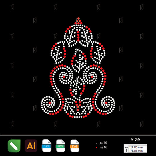 Ornamental Leaf Swirl Rhinestone Design – Premium Rhinestone Design by Rhinestone1