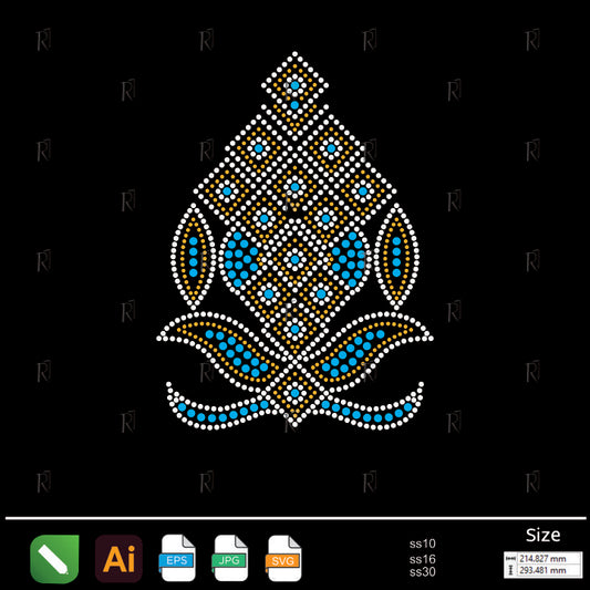 Diamond Mosaic Leaf Rhinestone – Premium Rhinestone Design by Rhinestone1
