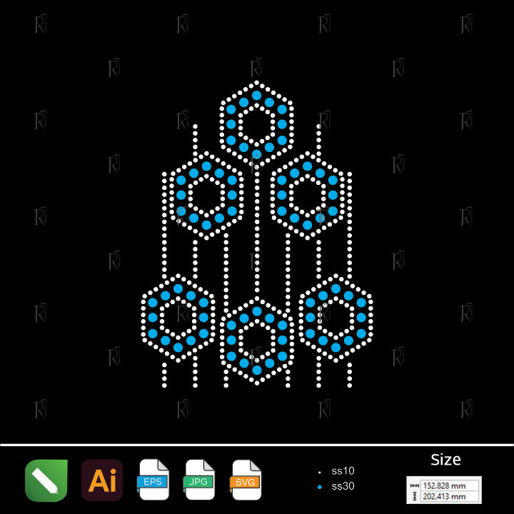 Honeycomb Cluster Rhinestone Motif – Premium Rhinestone Design by Rhinestone1