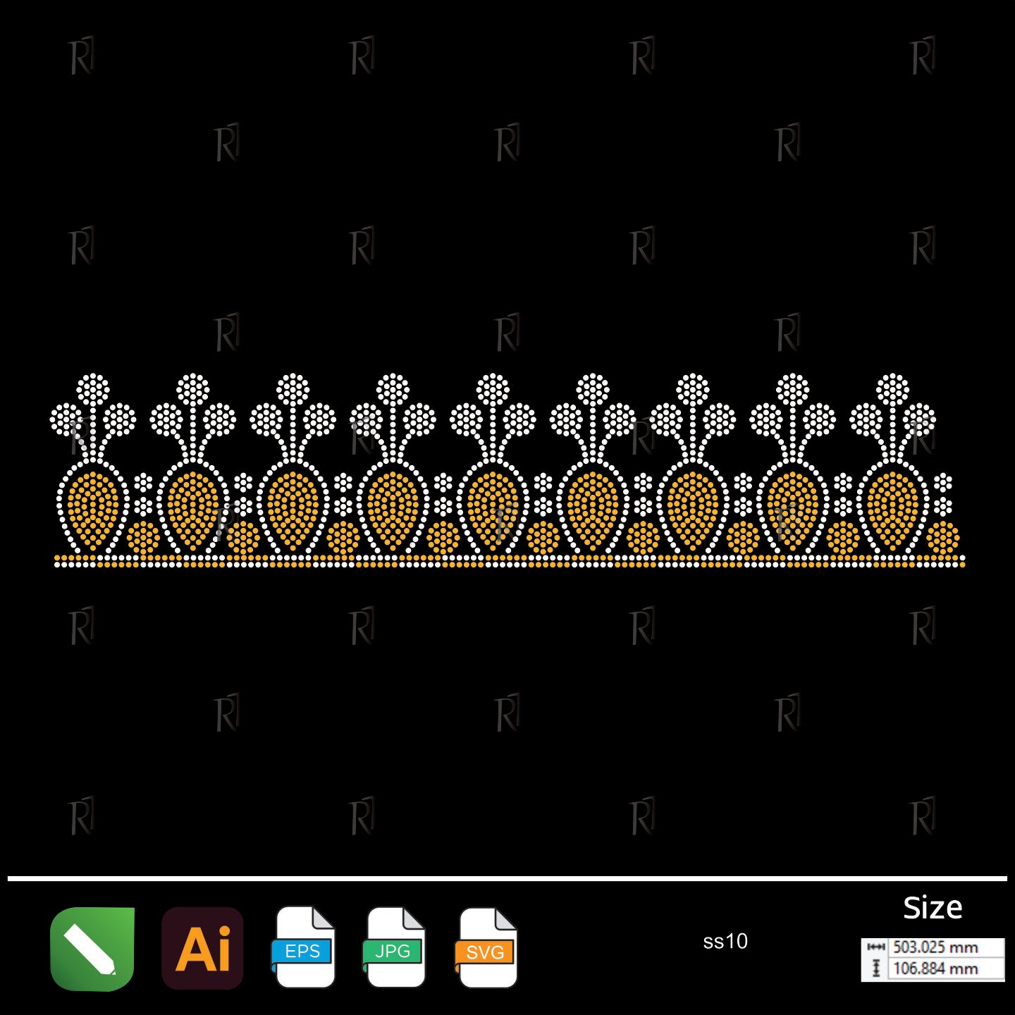 Golden Oval Crown Border Rhinestone – Premium Rhinestone Design by Rhinestone1