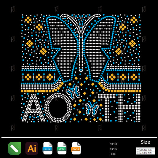 Butterfly Pattern with AO-TH Rhinestone – Premium Rhinestone Design by Rhinestone1