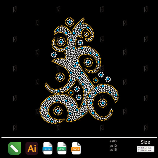 Golden Swirl Ornamental Rhinestone – Premium Rhinestone Design by Rhinestone1