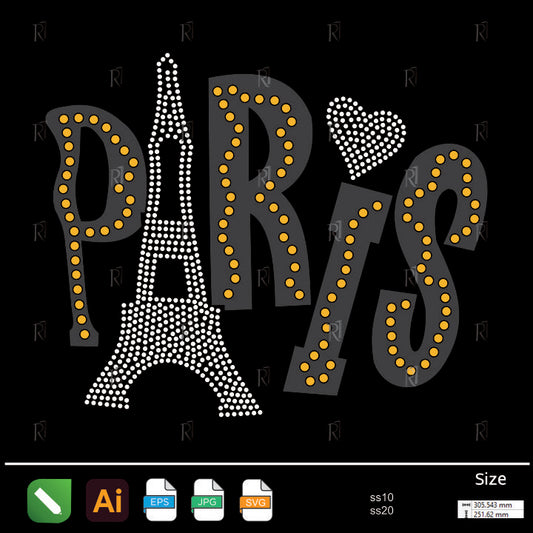 Paris Eiffel Tower Rhinestone – Premium Rhinestone Design by Rhinestone1