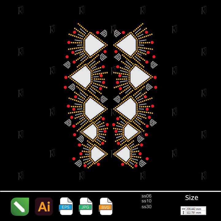 Geometric Sunburst Rhinestone Pattern – Premium Rhinestone Design by Rhinestone1