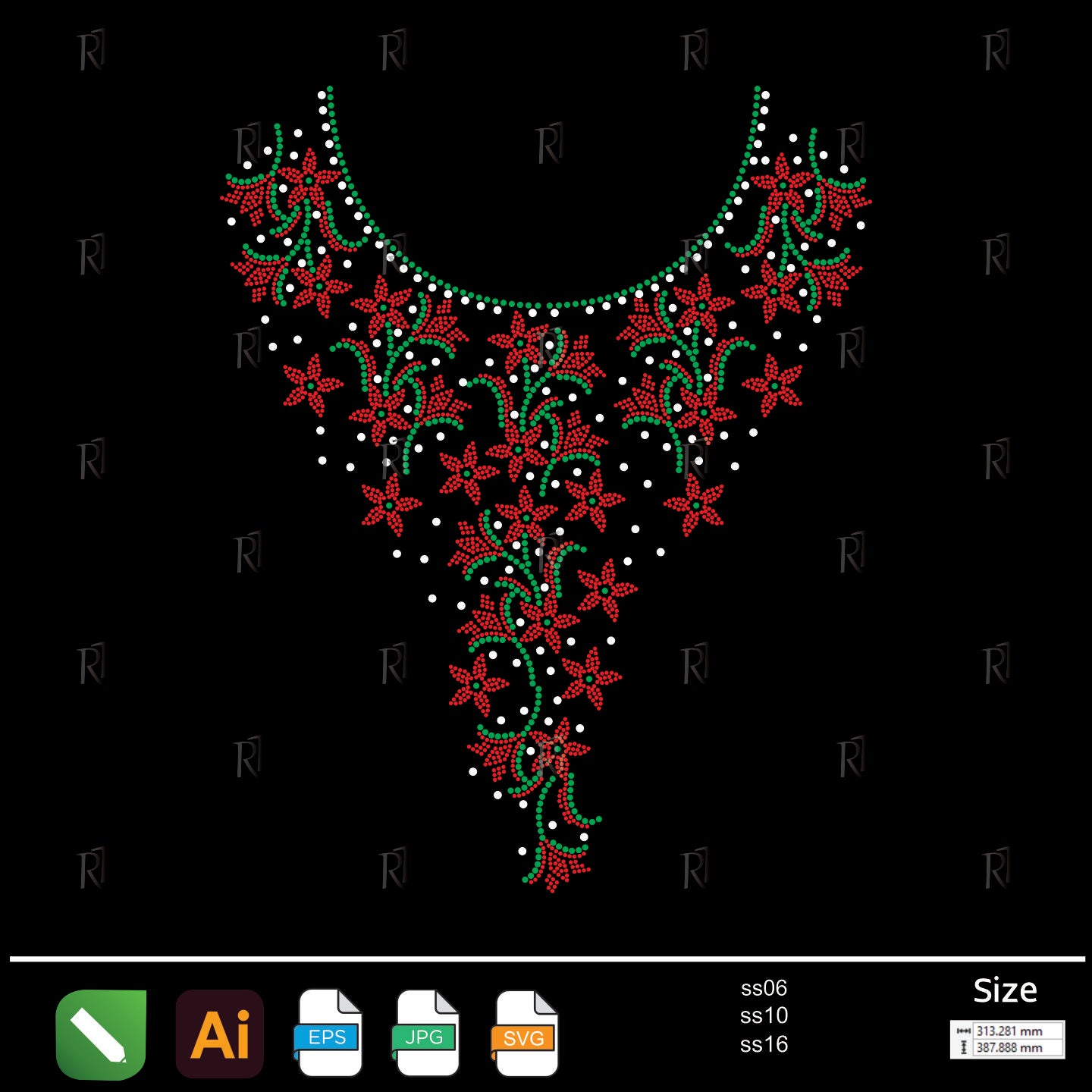 Elegant Floral Necklace Rhinestone1 – Premium Rhinestone Design by Rhinestone1