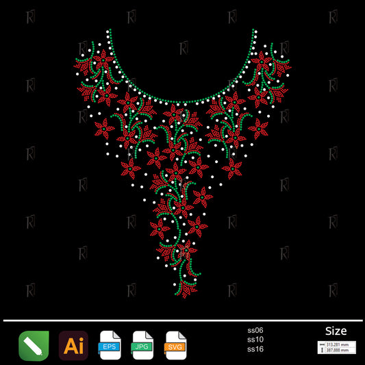 Elegant Floral Necklace Rhinestone1 – Premium Rhinestone Design by Rhinestone1