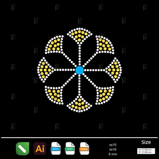 Petal Radiance Rhinestone Motif – Premium Rhinestone Design by Rhinestone1