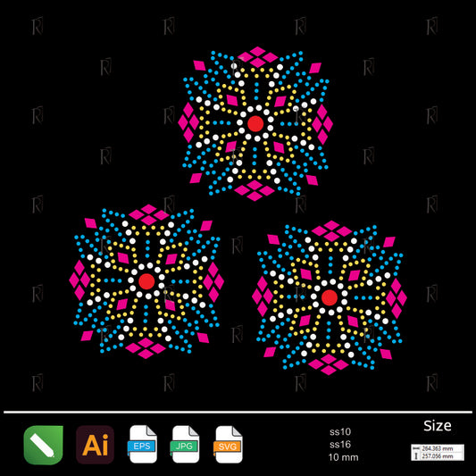 Geometric Starburst Trio Rhinestone – Premium Rhinestone Design by Rhinestone1