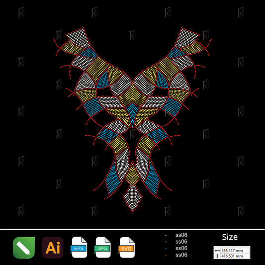 Abstract Neckline Flow Rhinestone Design – Premium Rhinestone Design by Rhinestone1