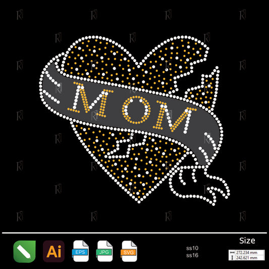 Mom Banner Heart Rhinestone Design – Premium Rhinestone Design by Rhinestone1