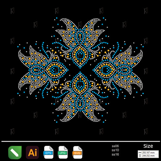 Royal Floral Mosaic Rhinestone – Premium Rhinestone Design by Rhinestone1