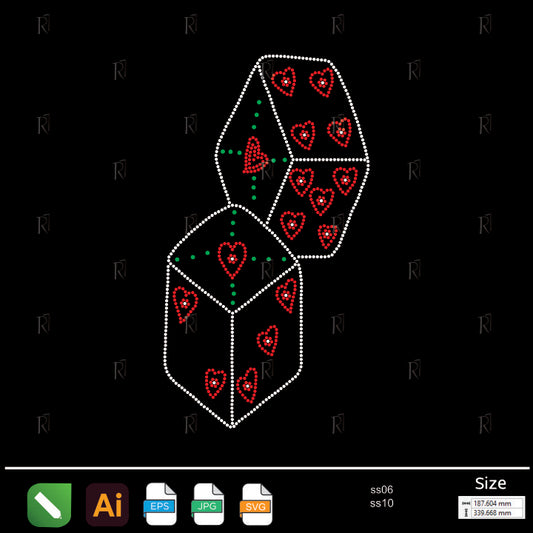 Lucky Love Dice Rhinestone – Premium Rhinestone Design by Rhinestone1