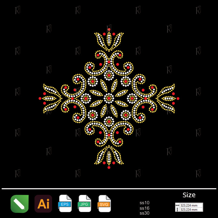 Majestic Floral Cross Motif – Premium Rhinestone Design by Rhinestone1