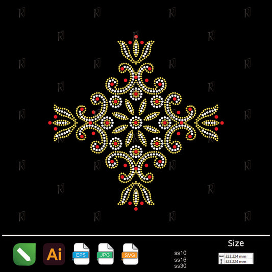Majestic Floral Cross Motif – Premium Rhinestone Design by Rhinestone1