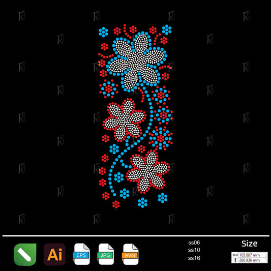 Blooming Flowers Cascade Rhinestone – Premium Rhinestone Design by Rhinestone1
