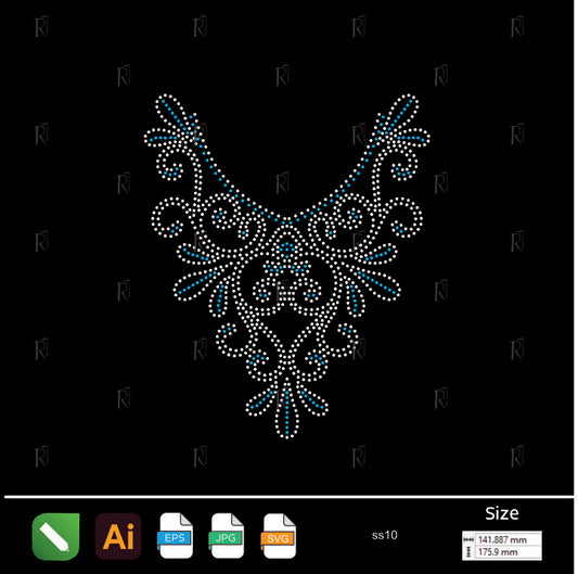 Floral Elegance Neckline Rhinestone – Premium Rhinestone Design by Rhinestone1