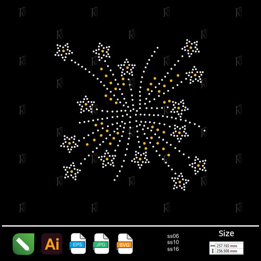 Sparkling Firework Stars Rhinestone Design – Premium Rhinestone Design by Rhinestone1