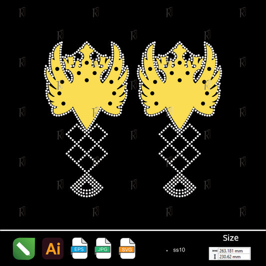 Royal Crown with Wings Rhinestone Design – Premium Rhinestone Design by Rhinestone1
