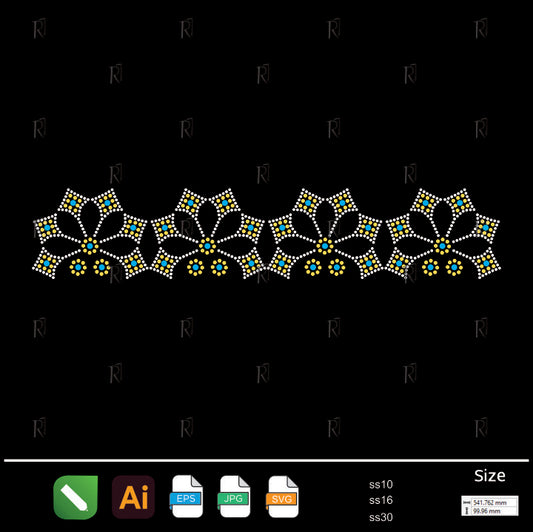 Geometric Blossom Border Rhinestone – Premium Rhinestone Design by Rhinestone1