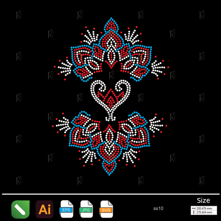 Royal Heart Motif Rhinestone – Premium Rhinestone Design by Rhinestone1