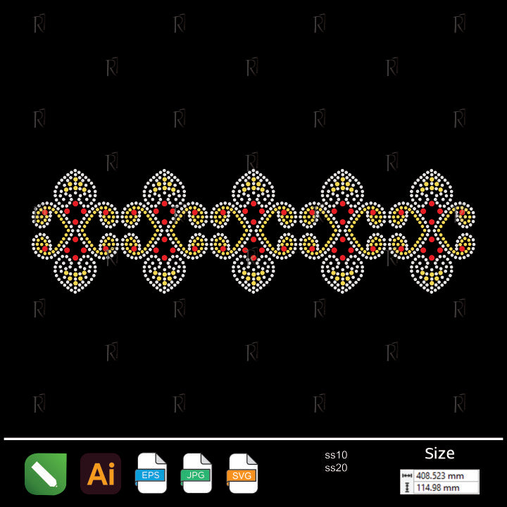 Regal Scrollwork Rhinestone Border – Premium Rhinestone Design by Rhinestone1