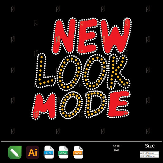 New Look Mode Rhinestone Text – Premium Rhinestone Design by Rhinestone1