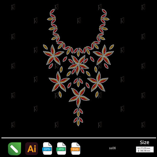 Fiery Floral Star Necklace Rhinestone – Premium Rhinestone Design by Rhinestone1