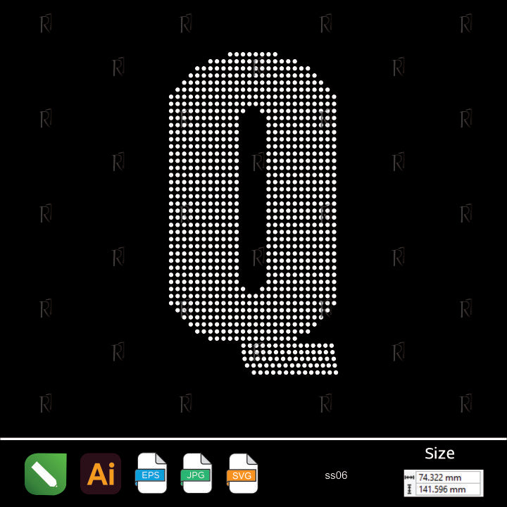 Rhinestone Letter Q Bold – Premium Rhinestone Design by Rhinestone1