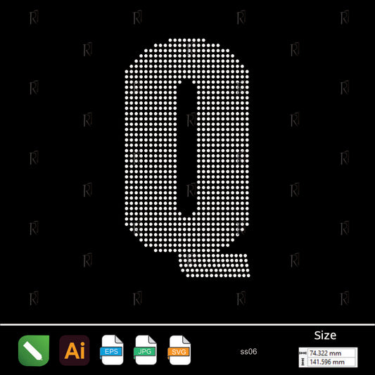 Rhinestone Letter Q Bold – Premium Rhinestone Design by Rhinestone1