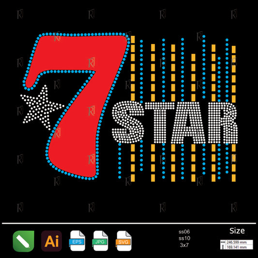7 Star Sparkling Stripes Rhinestone Design – Premium Rhinestone Design by Rhinestone1