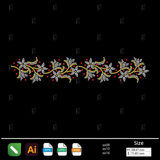 Elegant Floral Border Rhinestone – Premium Rhinestone Design by Rhinestone1