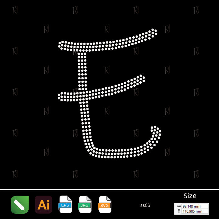 Rhinestone Letter E Script – Premium Rhinestone Design by Rhinestone1