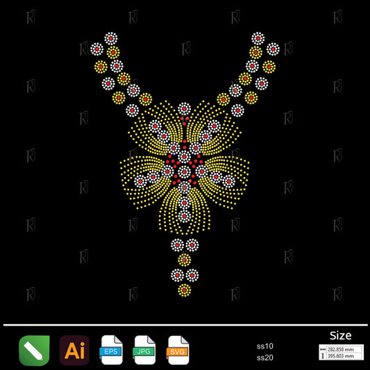 Golden Bloom Necklace Rhinestone – Premium Rhinestone Design by Rhinestone1