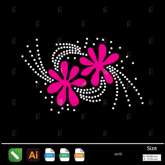 Twin Pink Blossoms Rhinestone – Premium Rhinestone Design by Rhinestone1