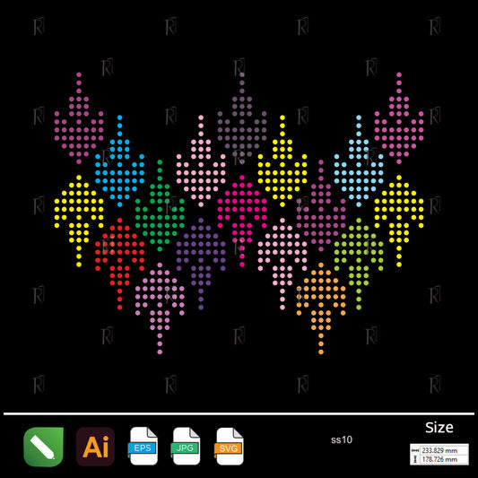 Rainbow Tulip Pattern Rhinestone – Premium Rhinestone Design by Rhinestone1