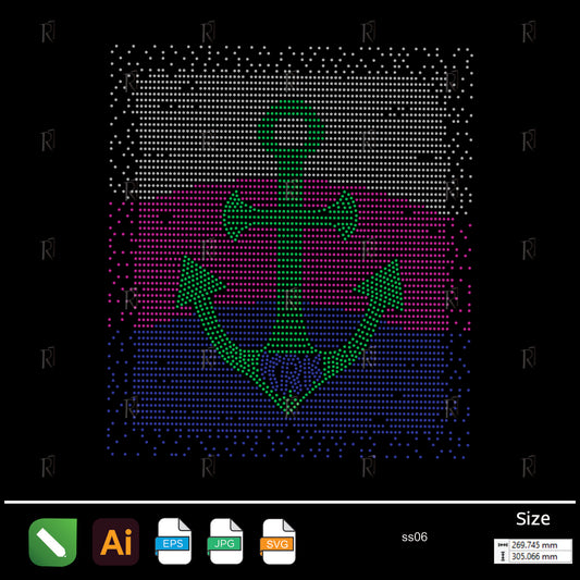 Gradient Anchor Rhinestone Square – Premium Rhinestone Design by Rhinestone1