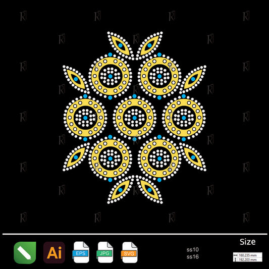 Golden Circle Medallion Rhinestone – Premium Rhinestone Design by Rhinestone1