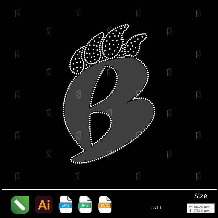 Flaming Letter B Rhinestone – Premium Rhinestone Design by Rhinestone1