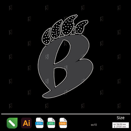 Flaming Letter B Rhinestone – Premium Rhinestone Design by Rhinestone1