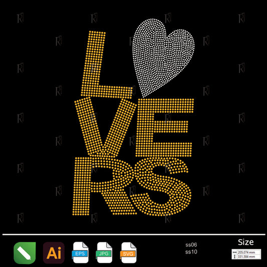 Lovers Text with Heart Rhinestone – Premium Rhinestone Design by Rhinestone1