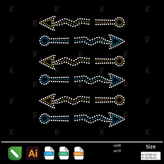 Zigzag Arrows Set Rhinestone – Premium Rhinestone Design by Rhinestone1