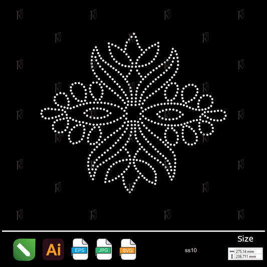 Symmetric Leaf Bloom Rhinestone – Premium Rhinestone Design by Rhinestone1