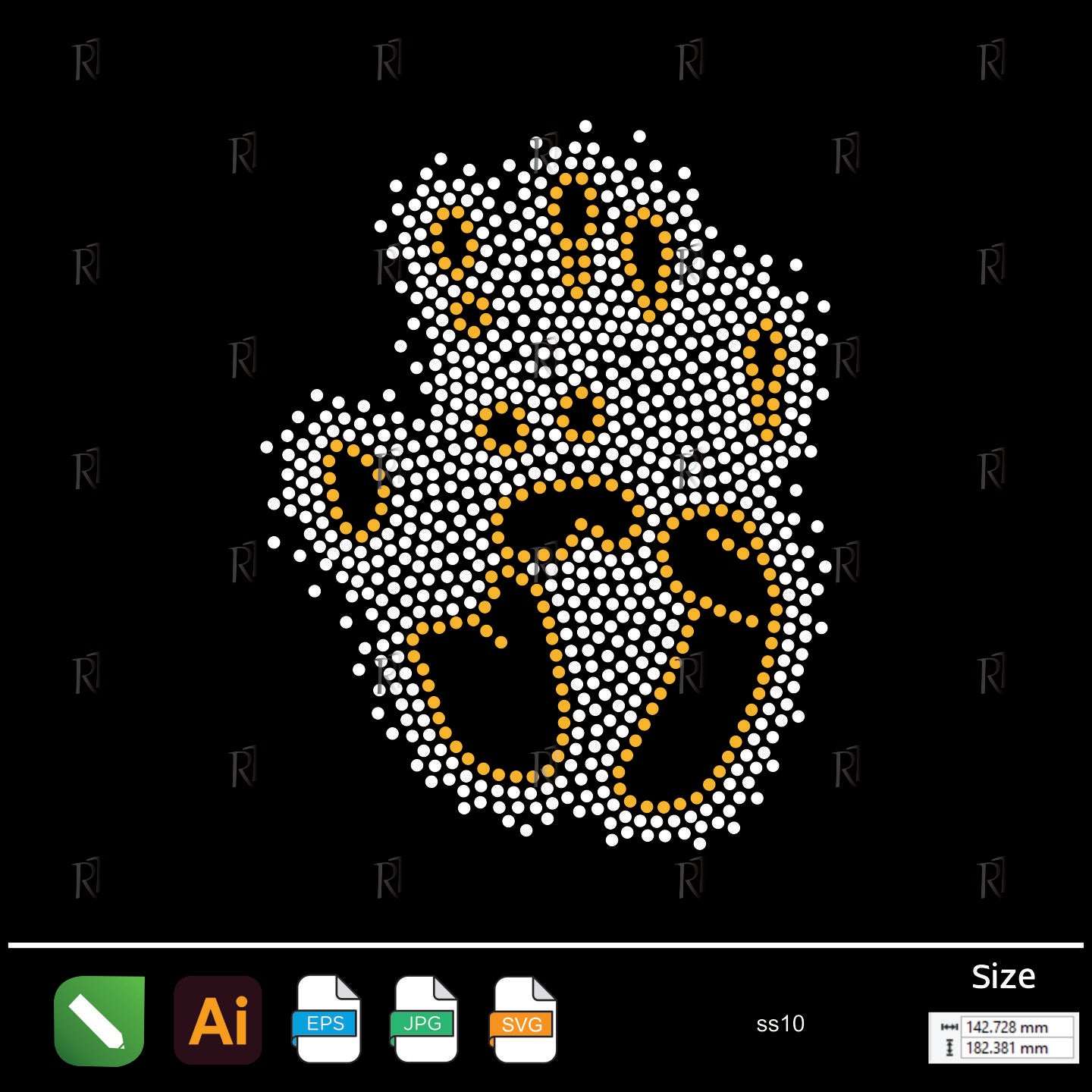 Playful Paw Print Rhinestone – Premium Rhinestone Design by Rhinestone1