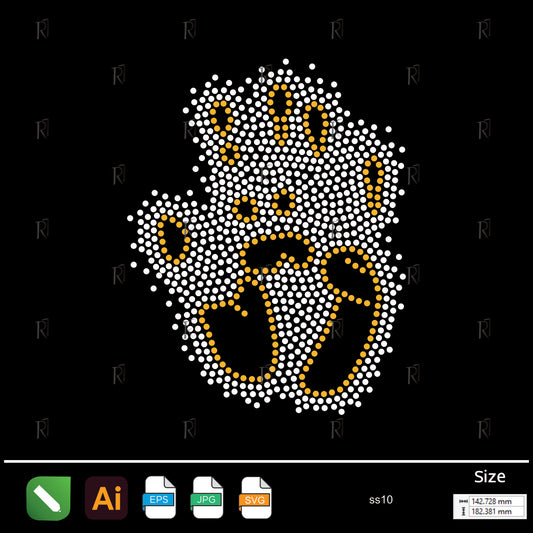 Playful Paw Print Rhinestone – Premium Rhinestone Design by Rhinestone1