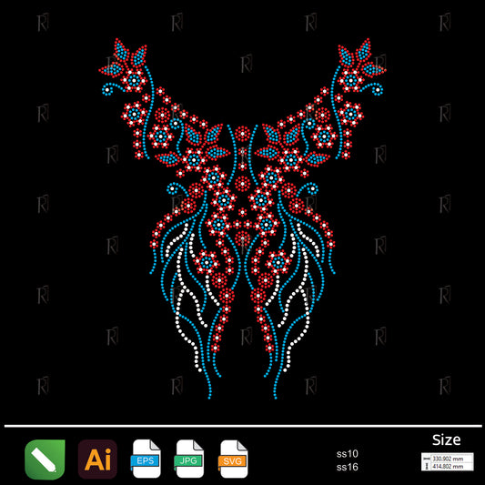 Flowing Floral Cascade Rhinestone – Premium Rhinestone Design by Rhinestone1